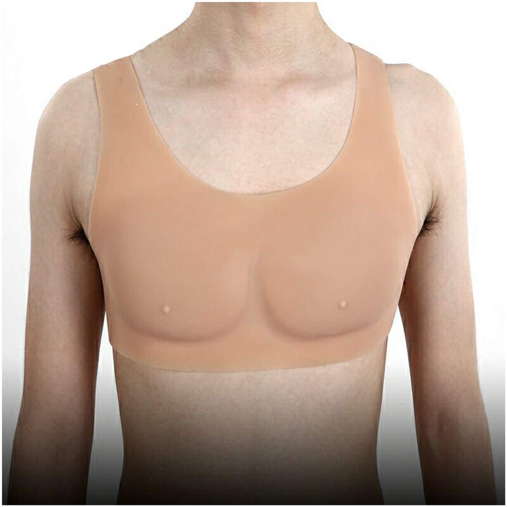 XRSMOU Fake Muscle Chest, Silicone Chest Muscle Vest,Silicone Male Chest Muscle for Men's Role-playing Masquerade Costumes