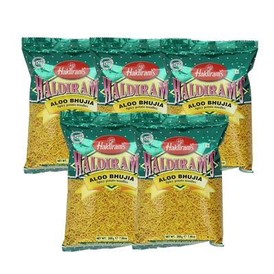 Haldiram Aloo Bhujia 200g Namkeen Tea Time Snacks Indian (Pack of 5)
