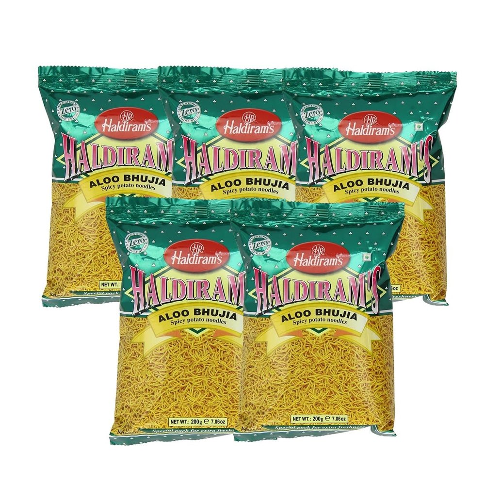 Haldiram Aloo Bhujia 200g Namkeen Tea Time Snacks Indian (Pack of 5)