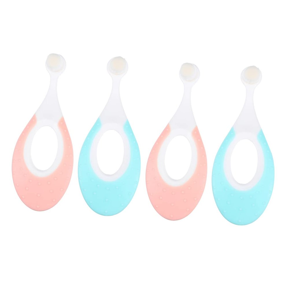 SEWOART Baby Toothbrush 4pcs Soft Bristle Toddler Tooth Brush for Infant Training Gum Care with Pink and Blue Colors Suitable for Newborn Oral Hygiene
