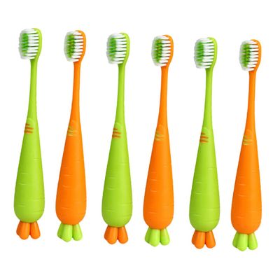 Mikinona 6pcs Soft Boys and Girls Toothbrush Carrot Shaped Manual Toothbrush for Boy Girl