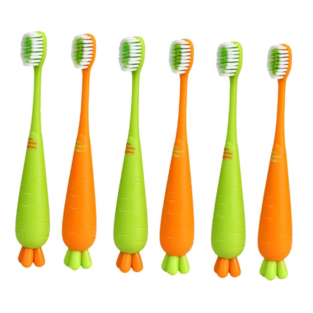 Mikinona 6pcs Soft Boys and Girls Toothbrush Carrot Shaped Manual Toothbrush for Boy Girl