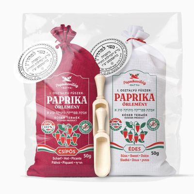 Hungarian Paprika, Sweet & Hot (2x50g) Certified Kosher, Imported from Hungary, Made in Kalocsa