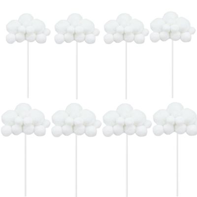 10pcs Cloud Cake Topper 3D Cartoon Cake Topper,Cloud Cupcake Toppers Yarn Ball Cake Dessert Picks Decoration For Baby Shower Birthday Wedding Party Supplies