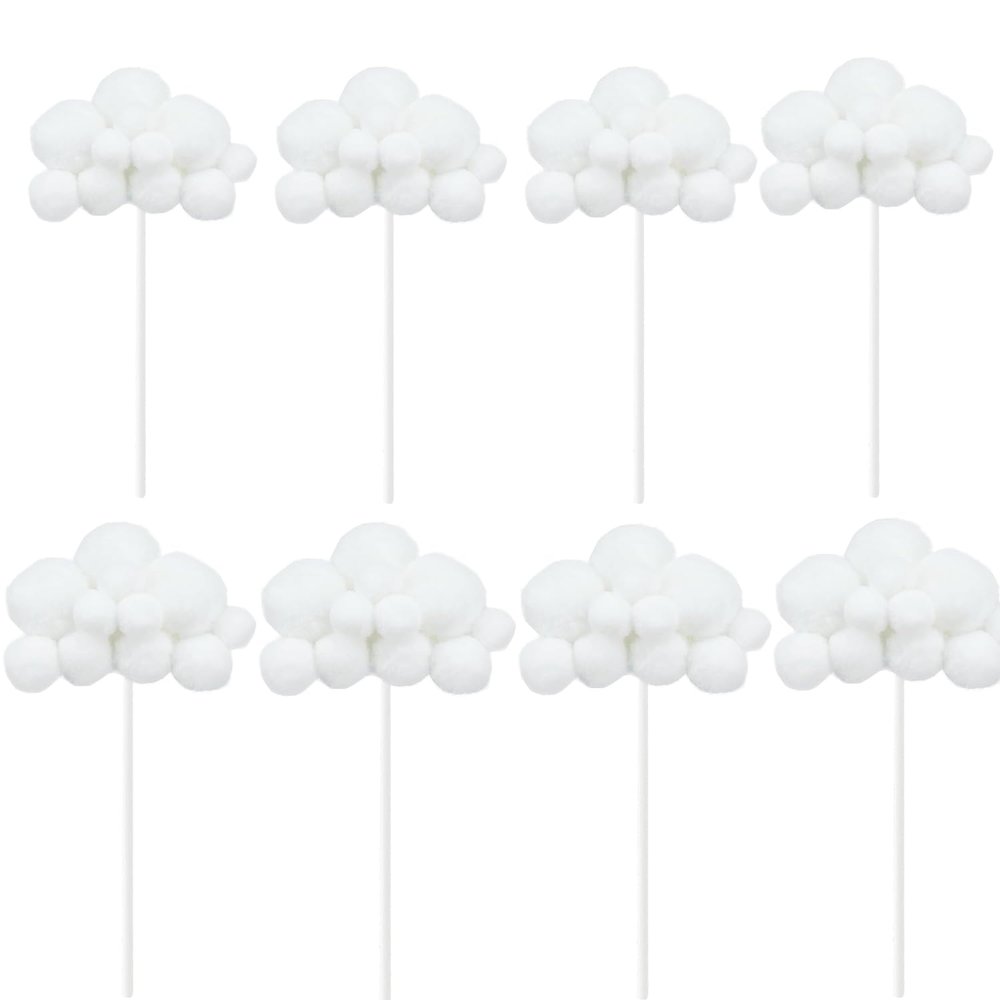 10pcs Cloud Cake Topper 3D Cartoon Cake Topper,Cloud Cupcake Toppers Yarn Ball Cake Dessert Picks Decoration For Baby Shower Birthday Wedding Party Supplies