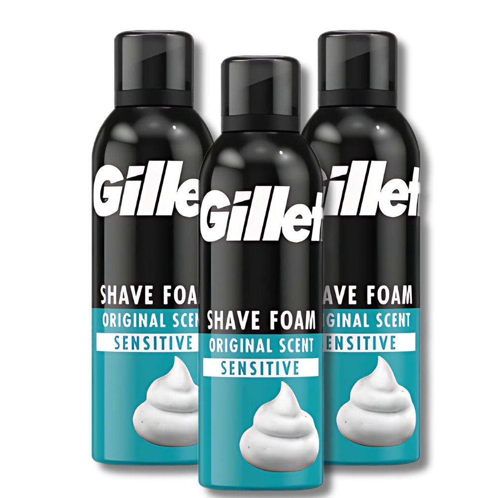 Classic Sensitive Skin Shaving Foam, 200ml Pack of 3 for Gentle and Effective Shaving with Soothing Formula to Prevent Irritation and Ensure a Smooth, Comfortable Shave Every Time