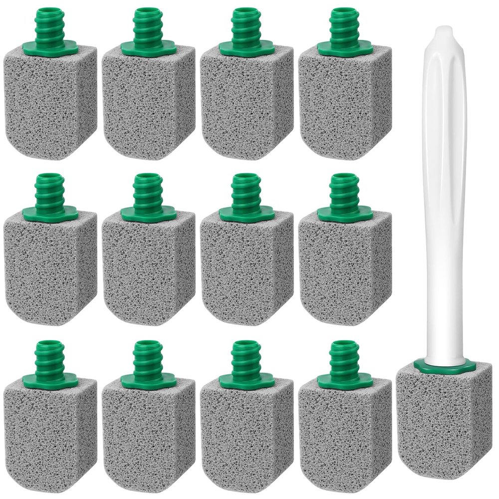 AXBMM 12 PCS Pumice Stone Long Handle Toilet Cleaner, Powerfully Removes Limescale Stain, Hard Water Ring, Cleaning Block for Pool Bathtubs Grill