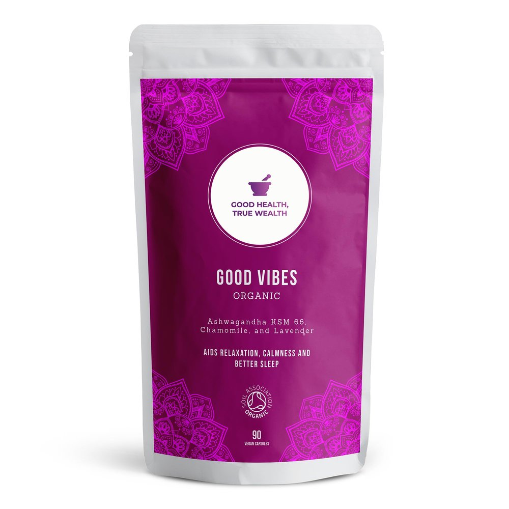 Organic Ashwagandha KSM 66 with Lavender and Chamomile - 90 Vegan Capsules - for Relaxation, Calmness, and Sleep Support