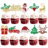 60Pcs Merry Christmas Cupcake Toppers, Glitter Christmas Eve Xmas Cupcake Picks Christmas Tree Cupcake Toppers for Christmas Theme New Year Holiday Party Cake Decorations,Mix Style view 1