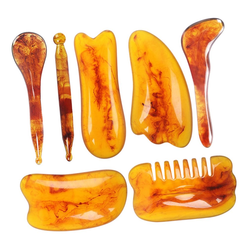 Healvian 7pcs Gua Sha Scraping Board Massage Natural Facial Face Care Massager Body Massage Tool Gua Sha Board