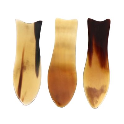 Healvian Ox Horn Gua Sha Scraping Board 3pcs Set, Natural Buffalo Horn Massage Plates for Acupressure and Circulation Therapy, Facial and Body Scraping Tool for Wellness and Relaxation