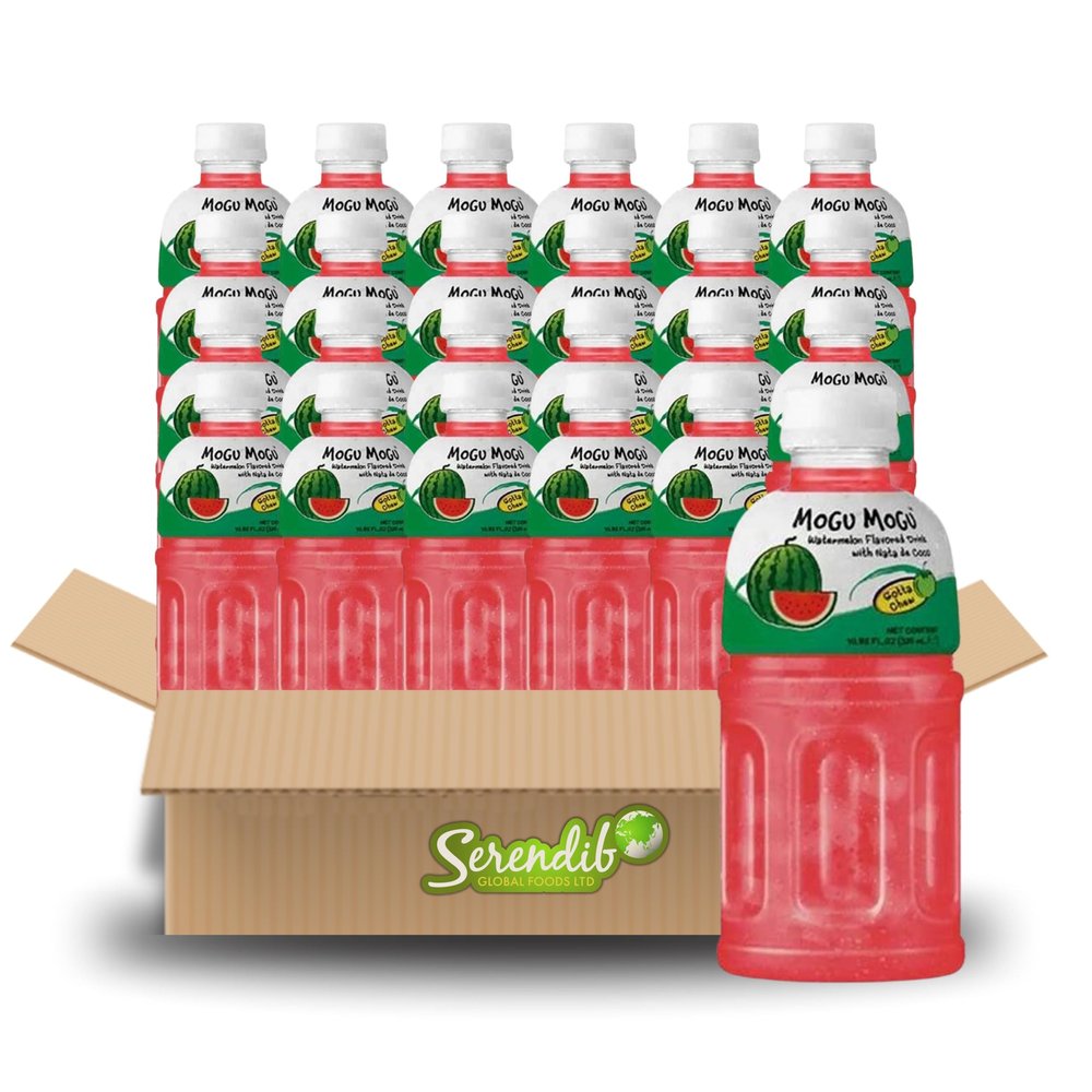 Mogu Mogu Nata De Coco Drink Jelly Texture Fun Refreshment 320ml (Pack of 24, Watermelon Flavoured)