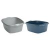 TENLITE Combo Colour Of High Grade Plastic Rectangular Washing Up Bowl with Integral Handle 12 Litre Capacity 39 x 32 x 16cm Kitchen Basin Sink Tidy Organiser For Home & Kitchen - (Silver, Navy) view 1