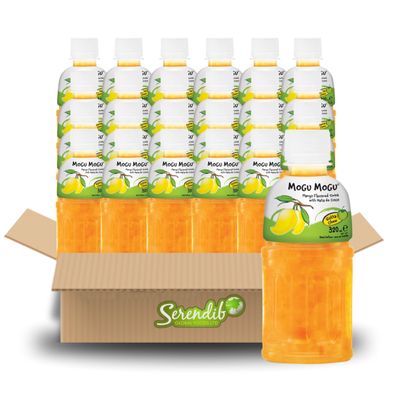 Mogu Mogu Nata De Coco Drink Jelly Texture Fun Refreshment 320ml (Pack of 24, Mango Flavoured)