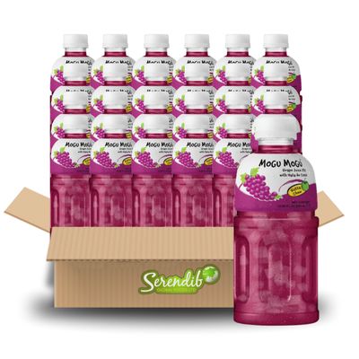 Mogu Mogu Nata De Coco Drink Jelly Texture Fun Refreshment 320ml (Pack of 24, Grapes Flavoured)