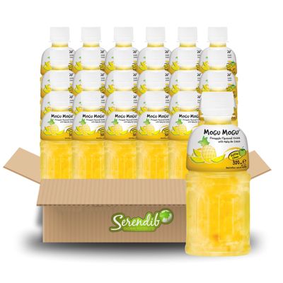 Mogu Mogu Nata De Coco Drink Jelly Texture Fun Refreshment 320ml (Pack of 24, Pineapple Flavoured)