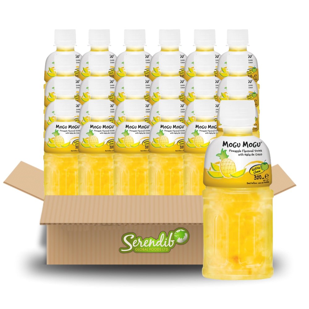 Mogu Mogu Nata De Coco Drink Jelly Texture Fun Refreshment 320ml (Pack of 24, Pineapple Flavoured)