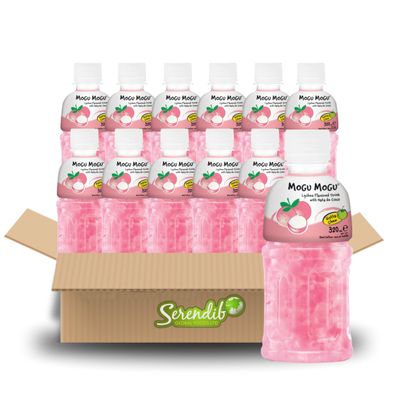 Mogu Mogu Nata De Coco Drink Jelly Texture Fun Refreshment 320ml (Pack of 12, Lychee Flavoured)