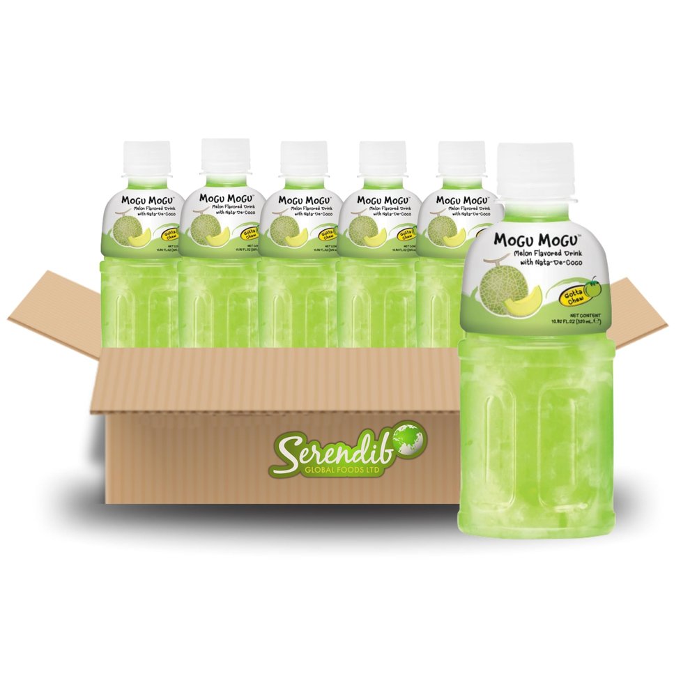 Mogu Mogu Nata De Coco Drink Jelly Texture Fun Refreshment 320ml (Pack of 6, Melon Flavoured)
