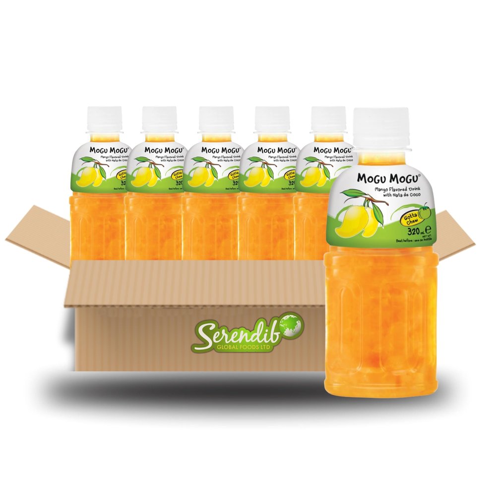 Mogu Mogu Nata De Coco Drink Jelly Texture Fun Refreshment 320ml (Pack of 6, Mango Flavoured)