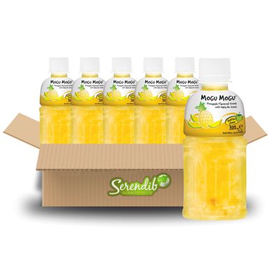 Mogu Mogu Nata De Coco Drink Jelly Texture Fun Refreshment 320ml (Pack of 6, Pineapple Flavoured)