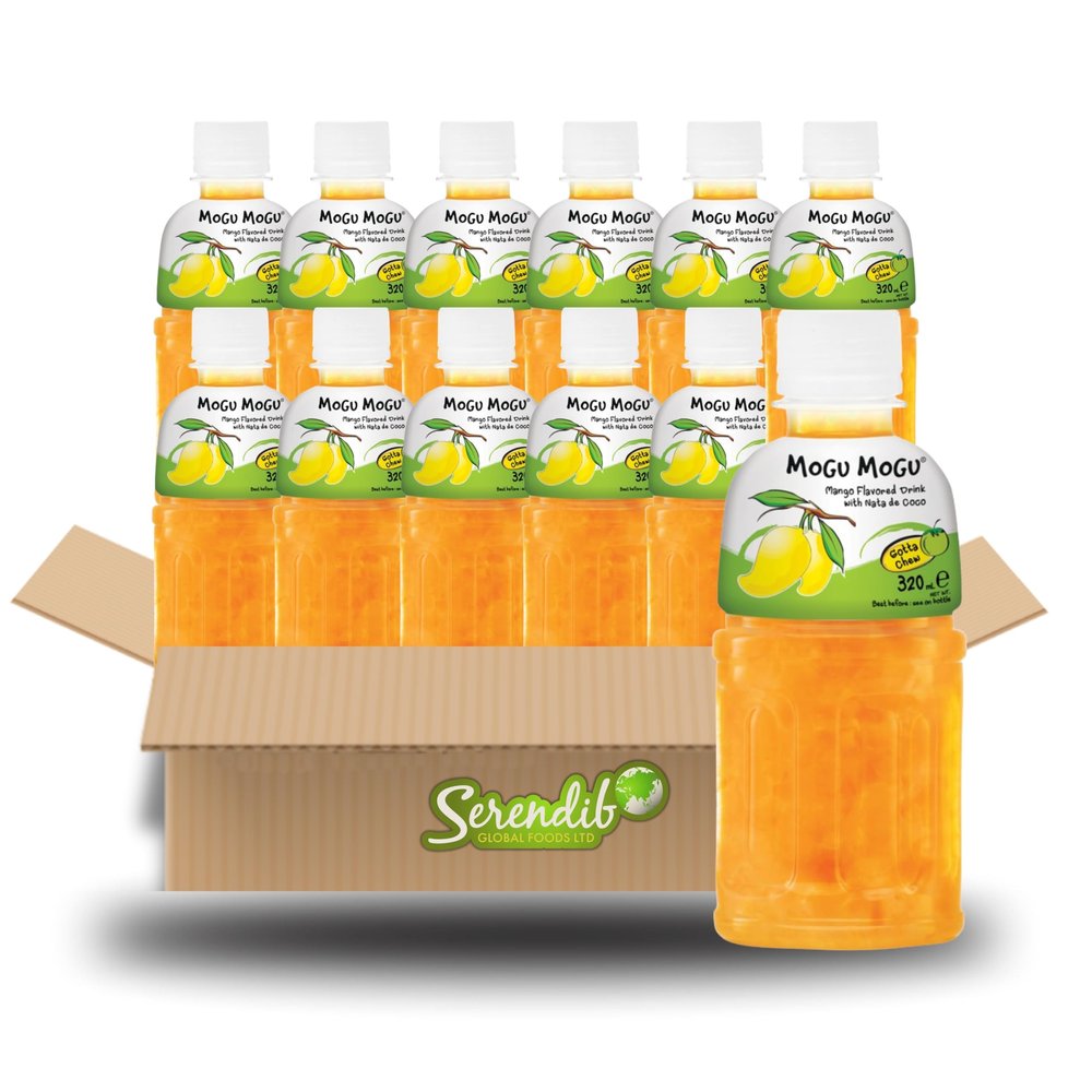 Mogu Mogu Nata De Coco Drink Jelly Texture Fun Refreshment 320ml (Pack of 12, Mango Flavoured)