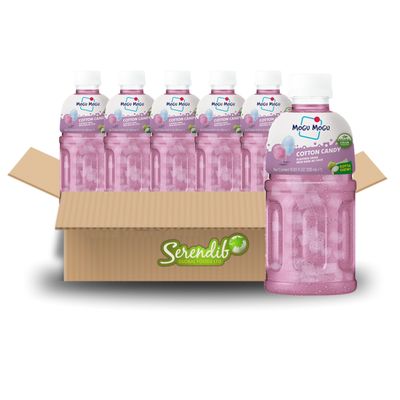 Mogu Mogu Nata De Coco Drink Jelly Texture Fun Refreshment 320ml (Pack of 6, Cotton Candy Flavoured)
