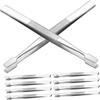 BELLIFFY 30pcs Stainless Steel Flat Head Tweezers for Philately Stamp Collecting Hobby Eyelash Tool Precision Photo Tweezers for Collector Use view 4