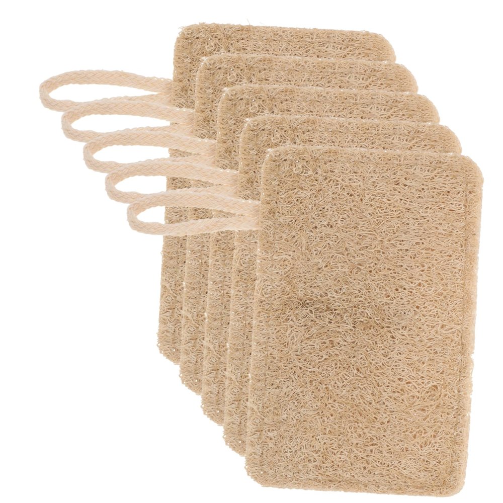 WATIIFUFU 6pcs Natural Loofah Dish Sponges with Good Absorption Ability and Easy to Store, Multi-Functional Kitchen Cleaning Sponge for Dish Washing