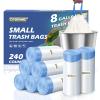 240 Count 8 Gallon Trash Bags Drawstring - 1.2 Mil White Medium Garbage Bags Unscented, 30 Liter Thick Plastic Trash Can Liners for Home Kitchen Bathroom view 1