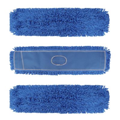 36 Inch Dust Mop Head: Replacement Medium Washable Commercial Mop Head - Sweeper and Janitorial Dust Mop Head Replacement Blue (Blue - 36 Inch, 3 Pack)