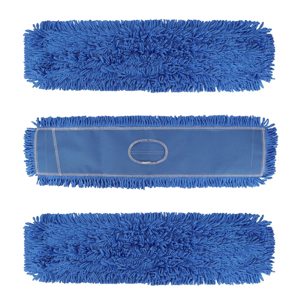 36 Inch Dust Mop Head: Replacement Medium Washable Commercial Mop Head - Sweeper and Janitorial Dust Mop Head Replacement Blue (Blue - 36 Inch, 3 Pack)