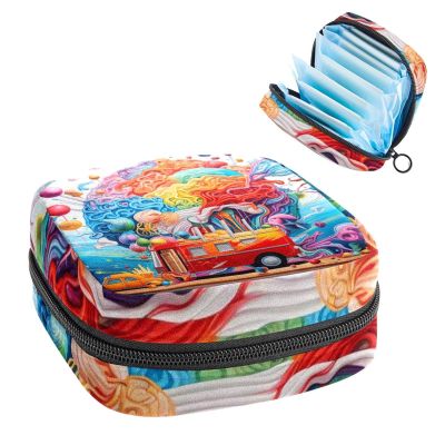 Brain and Bus-370 First Period Kit for Girls, Tampon Pantyliners Menstrual Purse, Nursing Pad Holder with Zipper, Sanitary Collect Napkin Bag Organizer