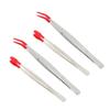 WOONEKY 4pcs Stamp Tweezers Precision Elbow Tweezers Wide Tip for Jewelry Lab Use view 1