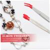 WOONEKY 4pcs Stamp Tweezers Precision Elbow Tweezers Wide Tip for Jewelry Lab Use view 4