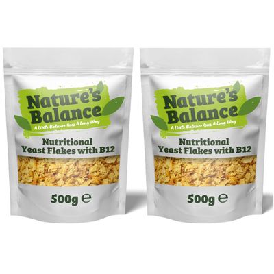 Nature's Balance Nutritional Yeast Flakes with Vitamin B12-1kg (2 x 500g)