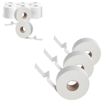 Soft White Toilet Tissue 2ply Mini Jumbo Rolls for Shops Toilets & Home Use (24 Rolls)