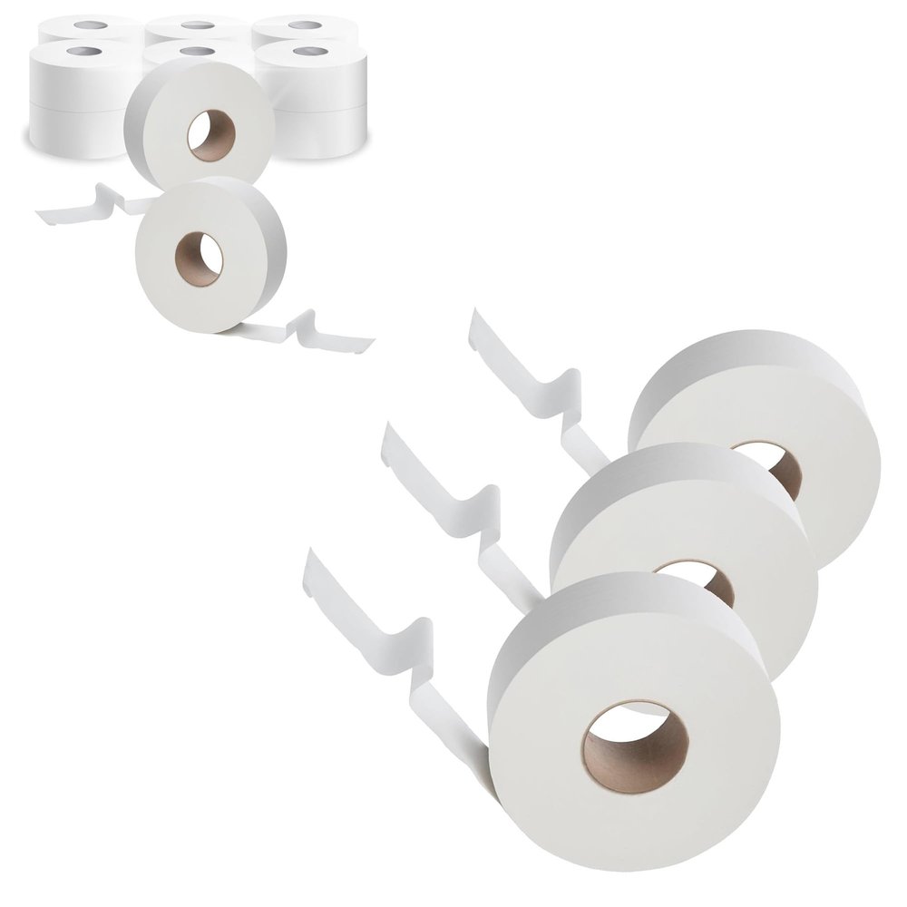 Soft White Toilet Tissue 2ply Mini Jumbo Rolls for Shops Toilets & Home Use (24 Rolls)