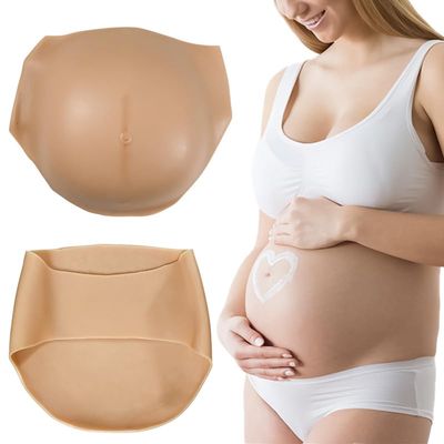 XRSMOU Silicone Fake Pregnant Belly, Artificial Pregnant Belly, Lightweight Silicone Pregnant Belly Clothes,for Role-playing Cross-dressers (Color#3 L)