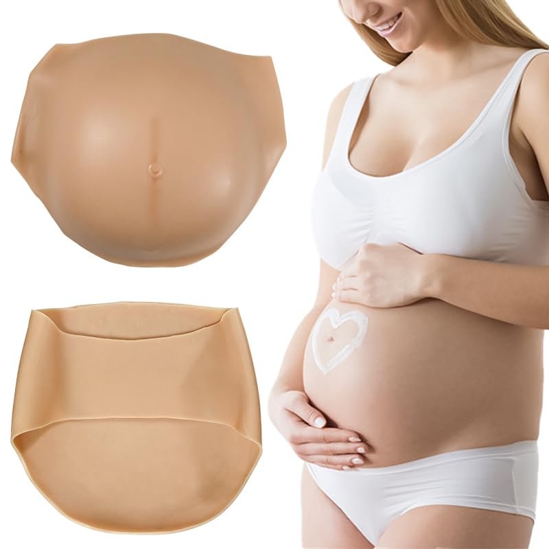 XRSMOU Silicone Fake Pregnant Belly, Artificial Pregnant Belly, Lightweight Silicone Pregnant Belly Clothes,for Role-playing Cross-dressers (Color#3 L)