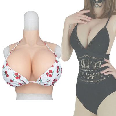 XRSMOU Silicone Breast Armor, H Cup Silicone Breasts, Realistic Fake Breasts for Drag Queens, Role Play (#3 Cotton Filler)