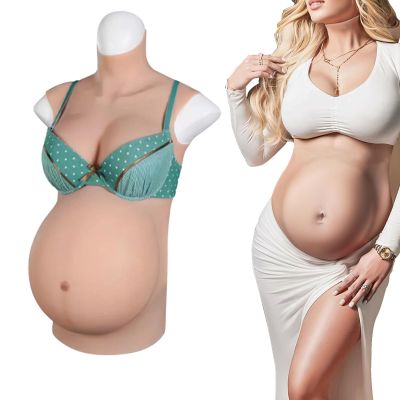 XRSMOU Silicone Fake Pregnant Belly, Cross-dresser Breastplate, 3, 6, 9 Months, Movie Props Role Play, Artificial Simulation Belly (#4 Silicone 6 Month)