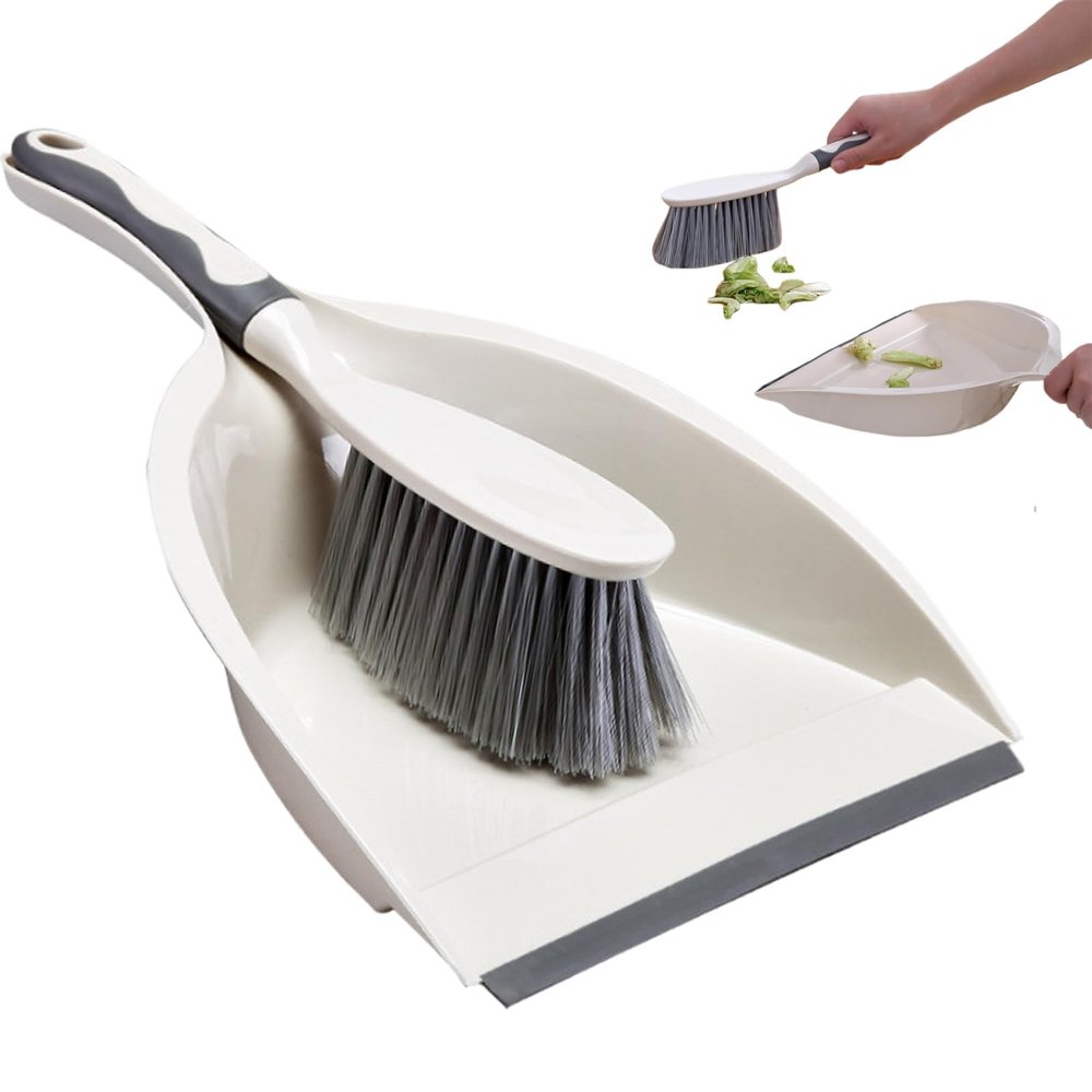 Dust Pan Brushes Set Plastic Mini Dustpan and Brush,13.6x9.1" Brush and Pan Set with High-Density Bristle, Reusable Broom and Dustpan Set for Home Kitchen