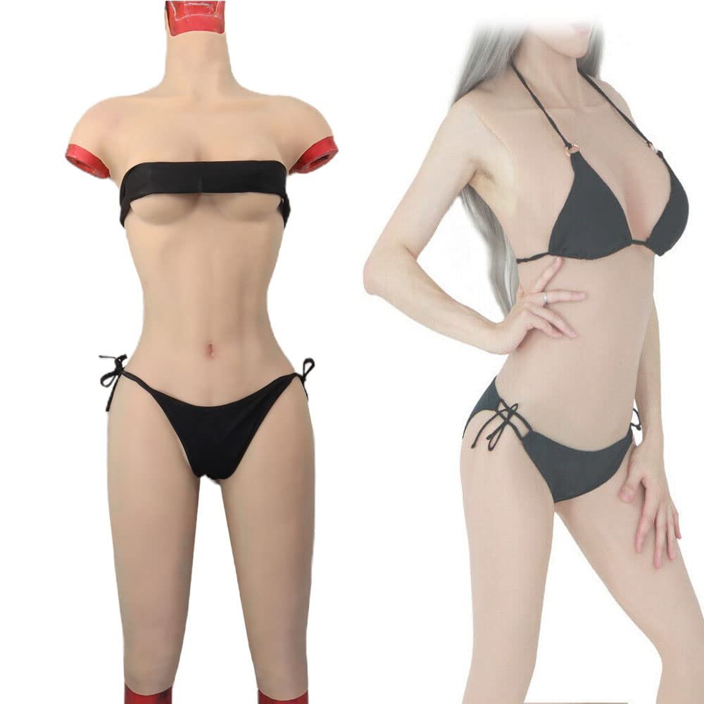 XRSMOU Silicone Bodysuit, Cross-dressing Costume, Silicone Breast Fillers for Transgender Role Play, Realistic Fake Breasts Bodysuit (#2 E)