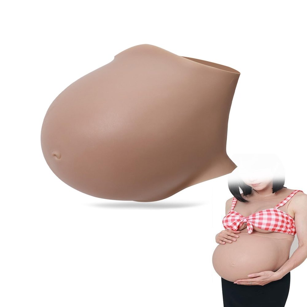 XRSMOU Silicone Fake Pregnant Belly, 3-9 Months, Real Fake Pregnant Belly Costume, for Cross-dresser Actor Props (#01 L)