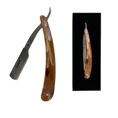 Gabri Folding Cut Throat Razor Authentic - Premium Barber Straight Razor for Men's Shaving - Single Blade Razor (Classic (Marble Effect))