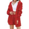LOIJMK Fleece Pyjamas Short Women's Fluffy Plush Pyjamas Cardigan/Shorts/Crop Warm Tracksuit Warm Winter Hooded Jacket Plain Comfortable Loungewear Set Cuddly Suit Leisure Suit Women's Set 3 Pieces, view 1