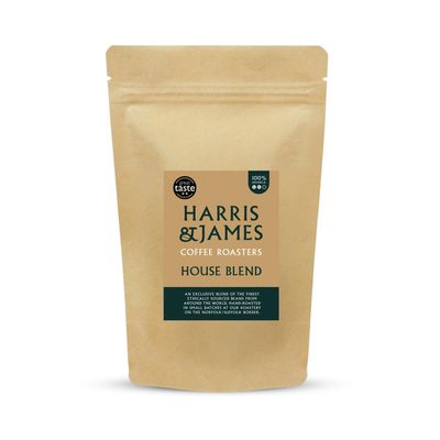 Harris & James House Blend Roasted Coffee Beans 227g, Ideal for Bean to Cup Machine or Filter Coffee Machine, Light Acidity, Medium Body & Well Balanced From 100% Arabica (Medium Roast)