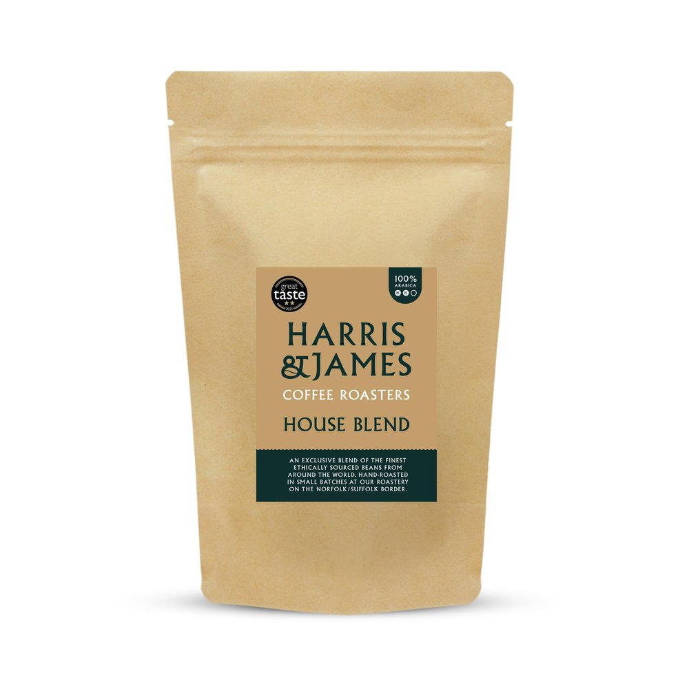 Harris & James House Blend Roasted Coffee Beans 227g, Ideal for Bean to Cup Machine or Filter Coffee Machine, Light Acidity, Medium Body & Well Balanced From 100% Arabica (Medium Roast)