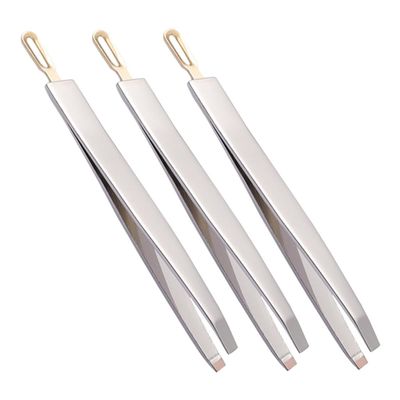 WOONEKY Stainless Steel Eyebrow Tweezers 3pcs Precision Slant Clips for Hair Removal and Facial Grooming Suitable for Eyebrow and Eyelash Shaping